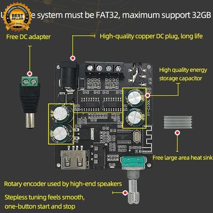 Gercep Ampli Mini Audio Amplifier Bluetooth Class D 2X 100 Watt Terlariss 