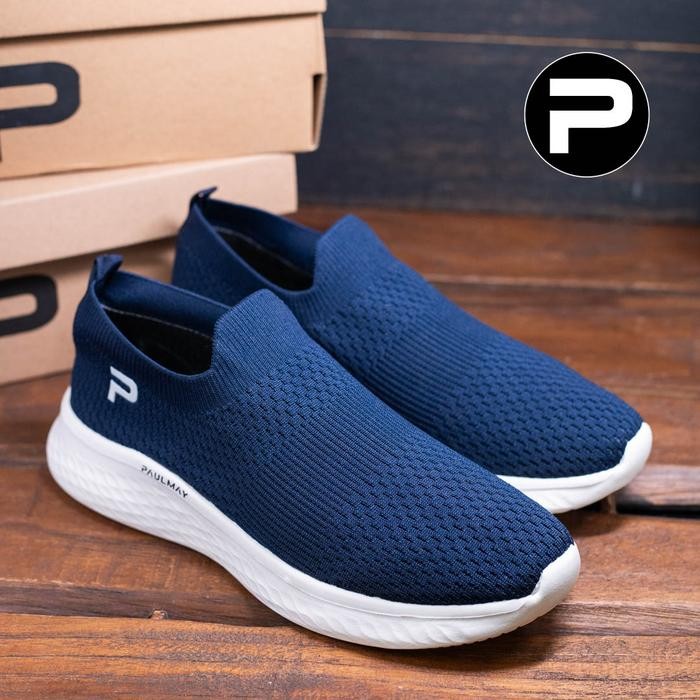 ORIGINAL PAULMAY - Sepatu Slip On Running Pria Go Walk - Navy READY STOCK