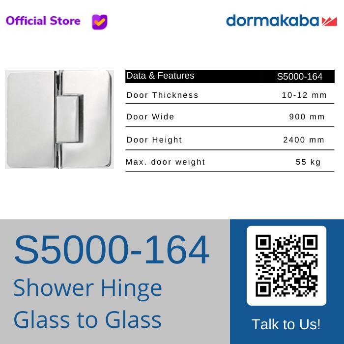 Dorma S5000-164 Shower HInge Glass to Glass dormakaba