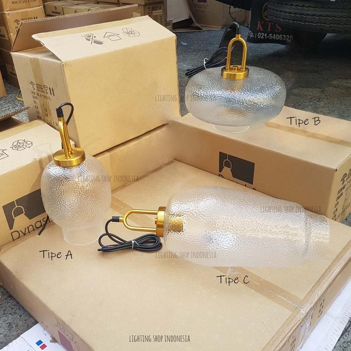 Unik Lampu Gantung Hias Gold 3In1 Kaca Texture Void Ruang Tamu Meja Makan Terlariss 