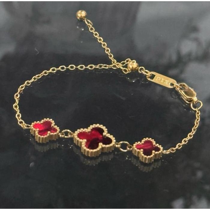 ProsesCPT- Gelang Klover Titanium Red Black Gold Serut Kait Lobster