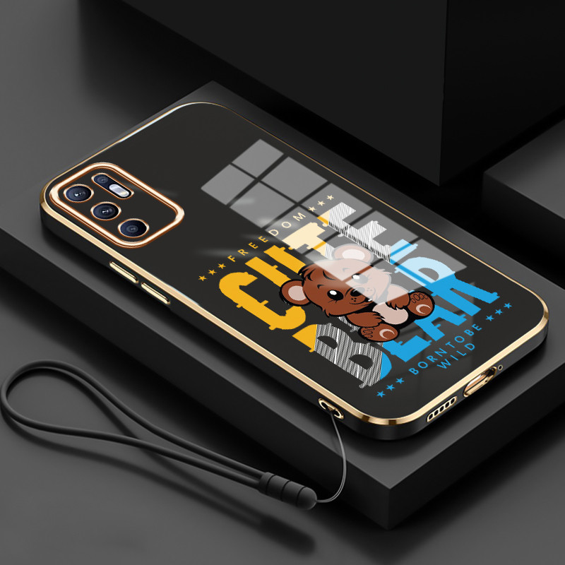 Casing Untuk OPPO Reno 6 4G Reno 6 5G Case Casing HP Softcase Tali gantungan berlapis silikon mewah 