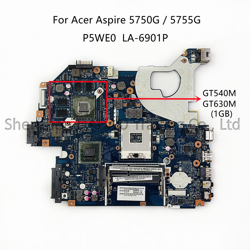 Casing Laptop P5WE0 LA-6901P For Acer Aspire NV57 5750 5755 5750G Laptop Motherboard With HM65 GT520