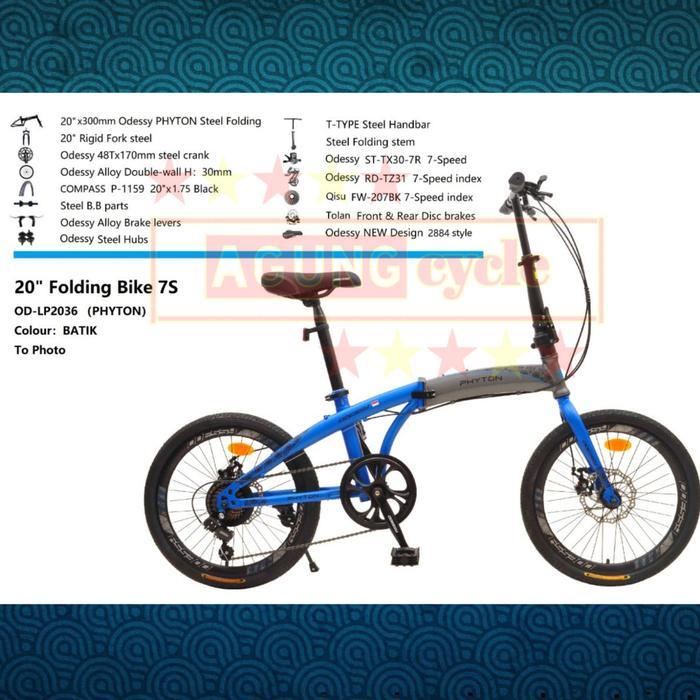 SEPEDA LIPAT / FOLDING BIKE ODESSY 16" 2036 PHYTON - GRAB/GOJEK INSTAN