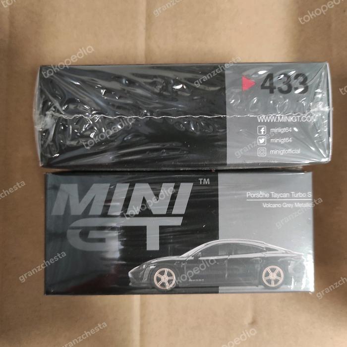 NEW MINI GT 433 PORSCHE TAYCAN TURBO S VOLCANO GREY METALLIC