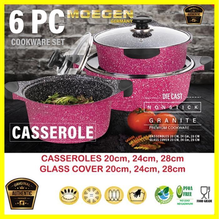 Promo Moegen Germany Casserole Set / Moegen 6 Pcs Casserole Pot Granite Series Anti Lengket Original