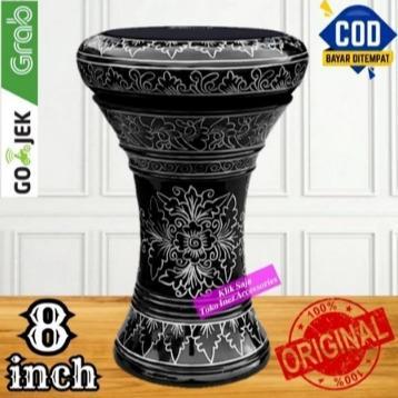 Gendang Atau Darbuka Kayu 8 inch Hitam Silver Power Beat Hitam Made In Taiwan - DARBUKA SAJA