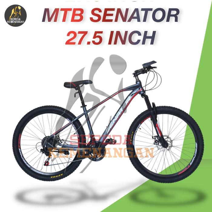 SEPEDA GUNUNG MTB SENATOR DISC BRAKE 3 X 8 SPEED UKURAN 27,5 INCH - GREY-RED