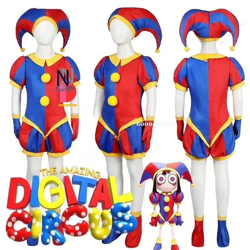The Amazing Digital Circus Anime Pomni Cosplay Costume Cartoon Uniform Hat Gloves Halloween Party
