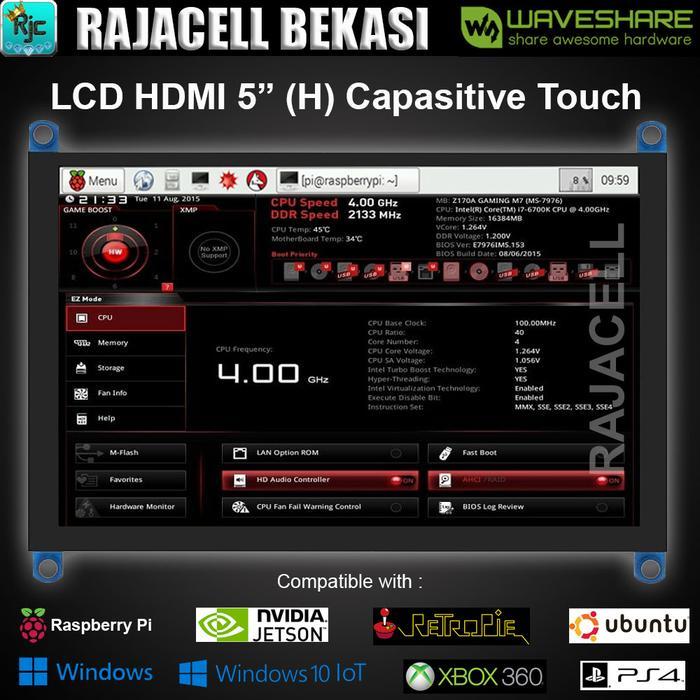 LCD WAVESHARE 5" 5 INCH HDMI IPS LCD CAPASITIVE TOUCHSCREEN RASPBERRY