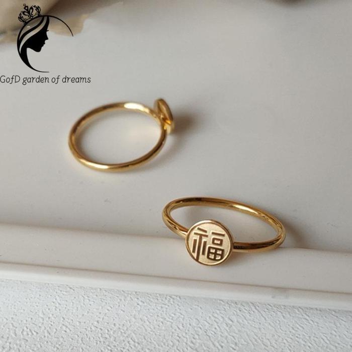 Dilapisi emas 18 karat Dilapisi emas 18 karat Cincin Keberuntungan Premium - Desain Elegan dengan