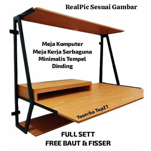 MEJA GAMING MEJA BELAJAR MEJA KOMPUTER PC MEJA KERJA MINIMALIS TEMPEL DINDING