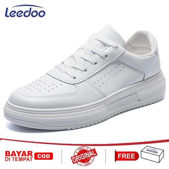 LEEDOO SEPATU SNEAKERS KARET PRIA SEPATU PUTIH CASUAL SEPATU TALI MC427