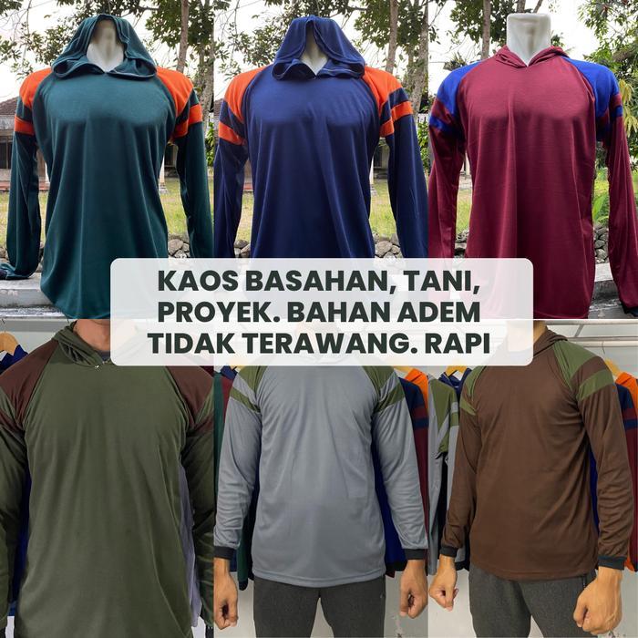 Kaos Tani Basahan- Adem Tebal Kaos Kerja Proyek Kaos Tani Kaos Bangunan Kaos Polos Lengan Panjang