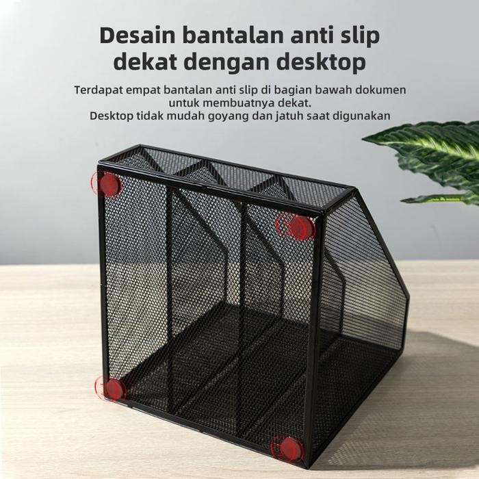 

DELI FILE TRAY / RAK BOX FILE DESK ORGANIZER METAL 3 SEKAT 78985
