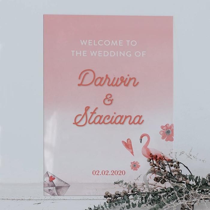 

WELCOME SIGN AKRILIK PRINTED TROPICAL FLORAL 40 X 60 CM