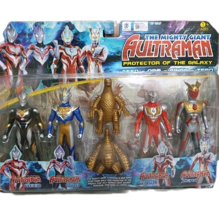 mainan figur robot ultraman 4 pcs dan monster 2 pcs / mainan ultraman orb dx geed