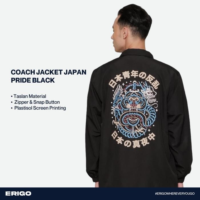 Pilihan- Erigo Coach Jacket Japan Pride Black