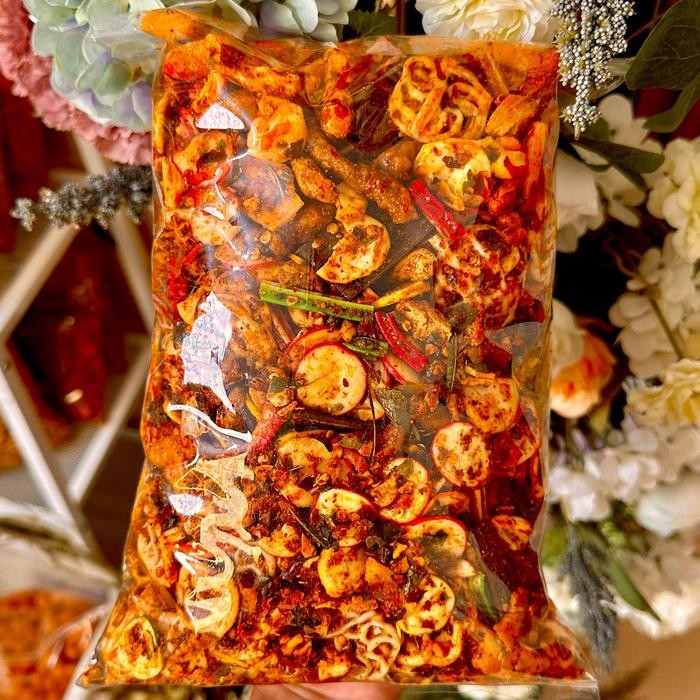 

New 1kg Seblak Kerupuk Kering Campur/Mix Kerupuk Jengkol/Beton/Pedo/Basreng/Sebring Kerupuk Bawang -