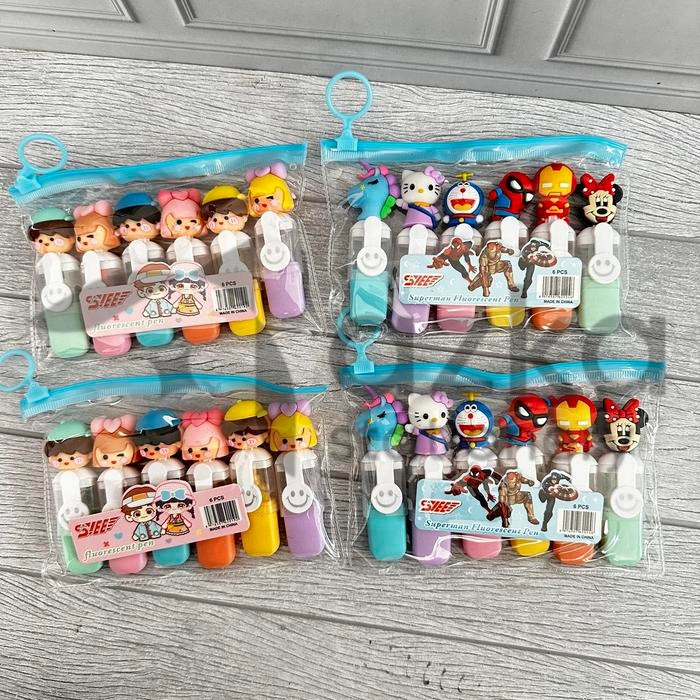

OJ Azka SATU SET ( 6 PCS ) Stabilo Warna Pastel Karakter Boneka Lucu