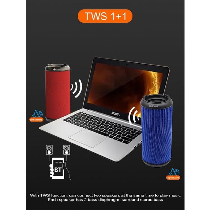 Speaker Bluetooth Wireless Portable Kisonli Q5S Dual Bass Dengan Kartu Tf Dan Bluetooth Tws