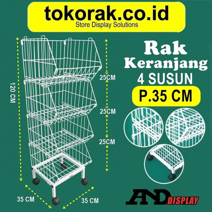 RAK MINIMARKET KERANJANG 4 SUSUN 35 CM RAK SNACK CHIKI PROMOSI DAPUR