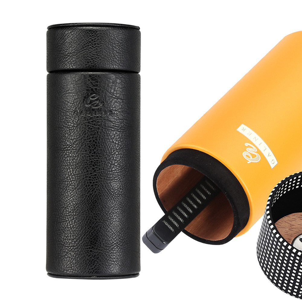 GALINER Leather Cigar Case Cedar Wood Lind Humidor With Cigar Humidifier Hygrometer Storage Cigar Bo