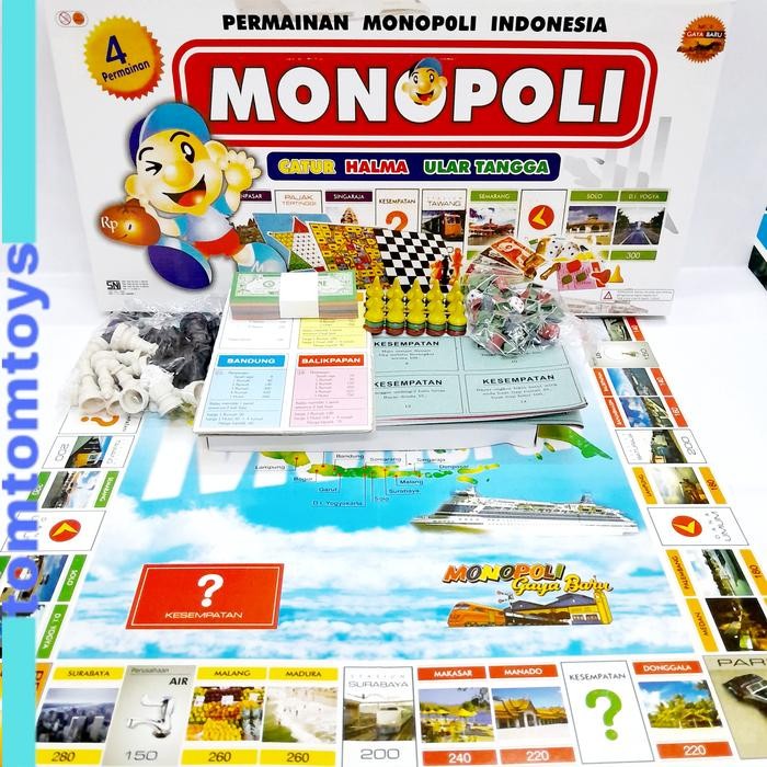 MJ MONOPOLI INDONESIA Ukuran BESAR Board Game MONOPOLY BIG Size Catur Halma Ular Tangga