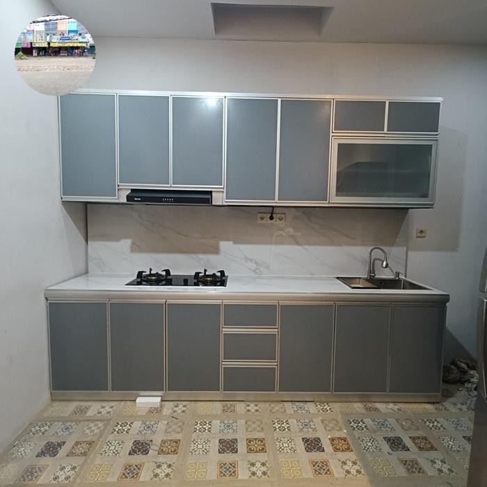 kitchen set aluminium minimalis / Rak kompor dapur / lemari dapur alumunium