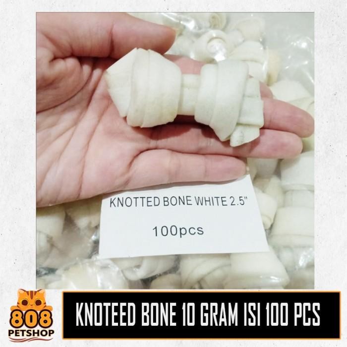 gigitan anjing - Tulang anjing Knotted bone natural 2,5" isi 100pcs