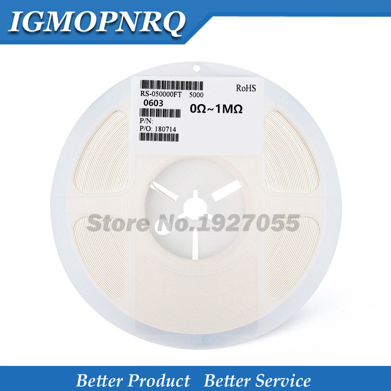 IMPORT 5000pcs 0603 SMD 1/8W 0 ohm ~ 10M ohm chip resistor 0 10R 100R 220R 330R 470R 1K 4.7K 10K 47K