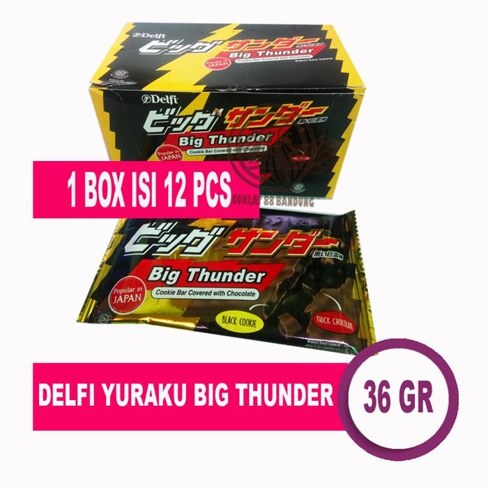 ORIGINAL Delfi Big Thunder 1 Box 12 X 36gr By Yuraku - Coklat Cookie Bar Snack Cemilan Populer