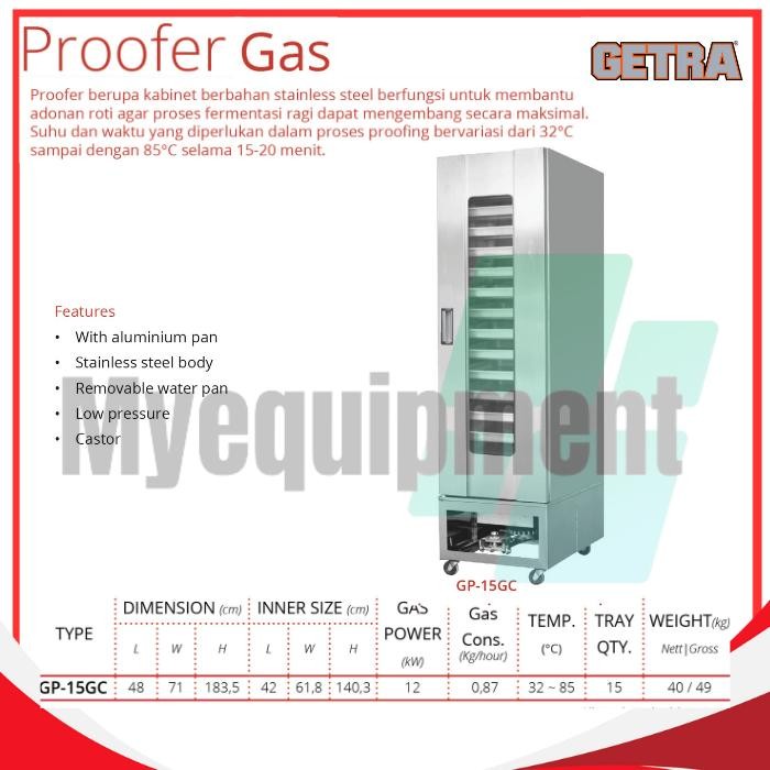 PROOFER GAS STAINLESS GETRA GP-15GC