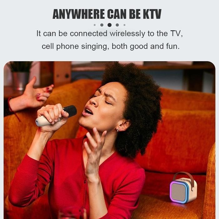 2Mic 1 Speaker Bluetooth Karaoke Speaker Ktv Lucu Nirkabel Lucu Portabel Luar Ruangan Speaker