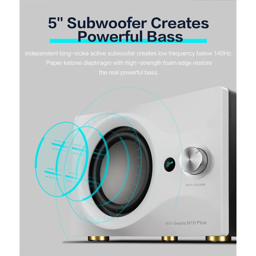HiVi Swan M10 Plus 2.1 Active Powered Multimedia Speaker Bluetooth Subwoofer Bass