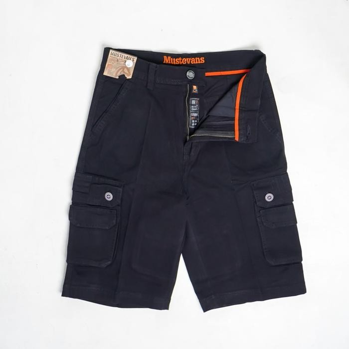 ORIGINAL MUSTEVANS CELANA PENDEK 3/4 KATUN CARGO ARMY HITAM PRIA 104 READY STOCK