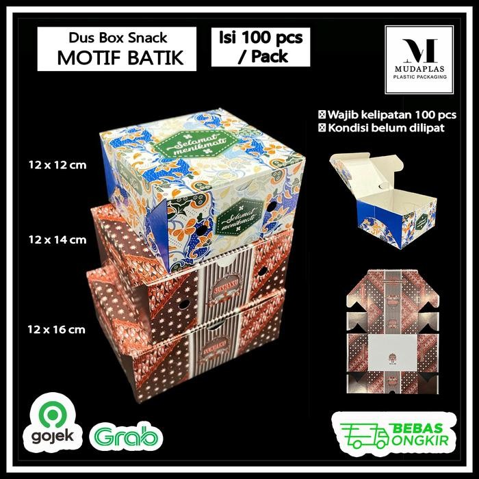 Dus Snack Box Motif Batik 12x12 12x14 12x16