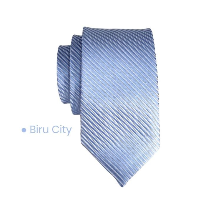 108p- Dasi Biru Sky Biru Muda Biru Soft Biru Langit Motif Salur Halus