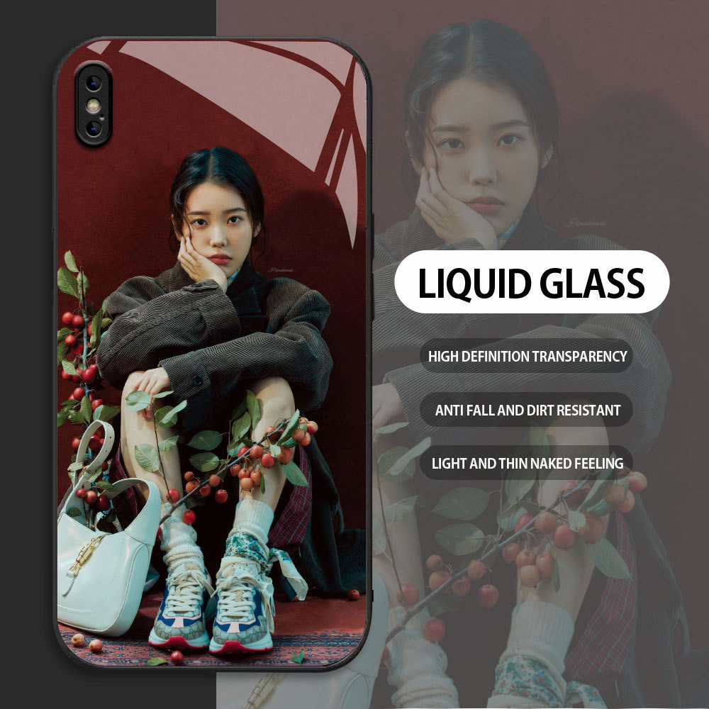 Tempered Glass case For Apple iPhone X XR XS MAX kasing Handphone  Pola IU dari Korea  Casing HP Cus