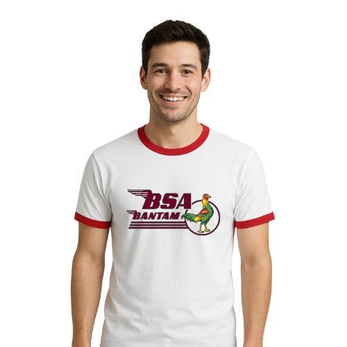 Kaos Retro Vintage Bsa Bantam Motorcycle Ringer Red