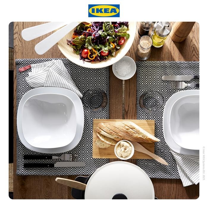 qibq- Ikea Vardera Piring Makan Cekung Putih 20X20 Cm