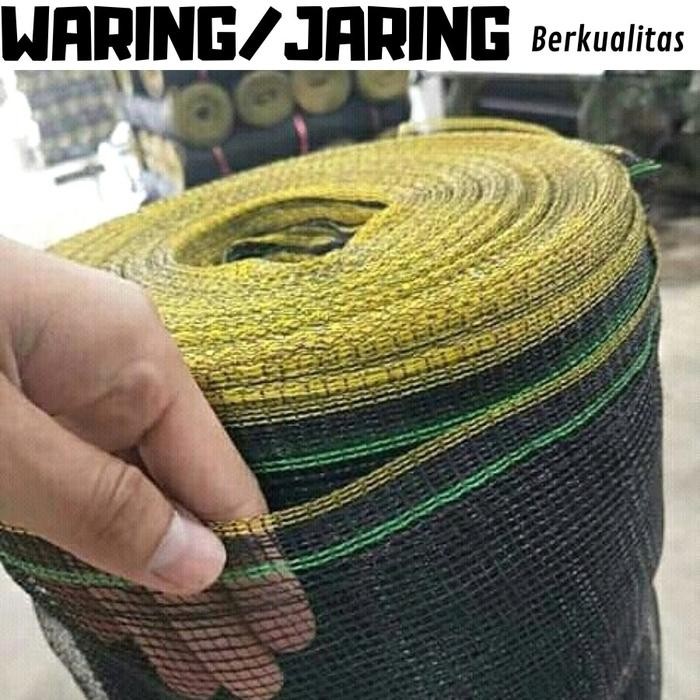 PetShoPq- Jaring Pagar Ayam Waring Roll 100 Meter Asli - Senar Tebal Hitam List Kuning