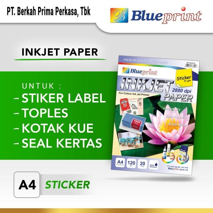 x1y5- Kertas Inkjet Stiker / Sticker Inkjet Paper Blueprint A4 70 Gsm