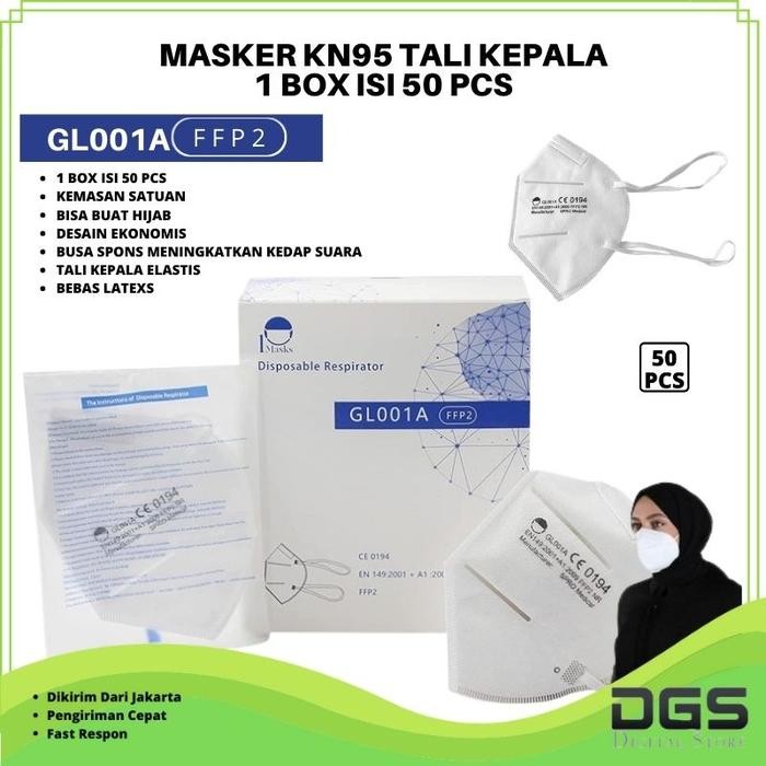 KJB Masker KN95 Hijab Headloop Kemasan Satuan isi 50Pcs