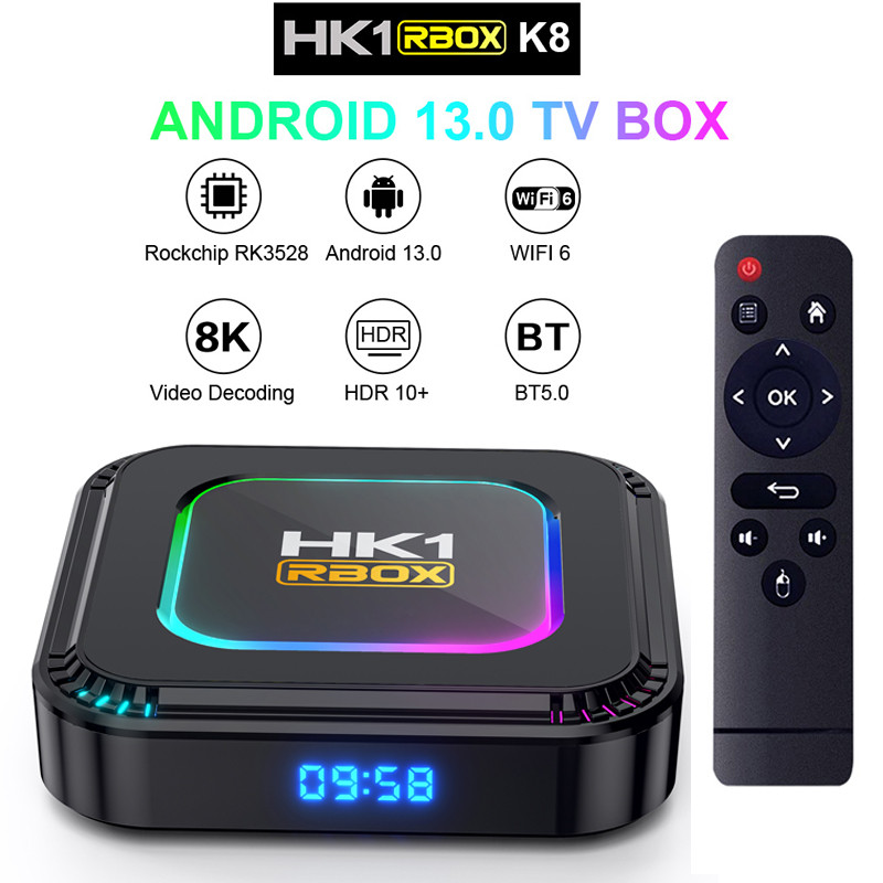 Hk1 Rbox K8 Android 13 Tv Box Rk3528 4G 32G 64G 128G 5G Wifi6 4K 8K 3D Bt Smart Tvbox Google Global