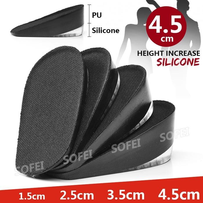 Lansungkirim- SofeistoreTinggi Badan Meningkat Bantalan Sepatu Setengah Bantalan Tumit Silikon Polos