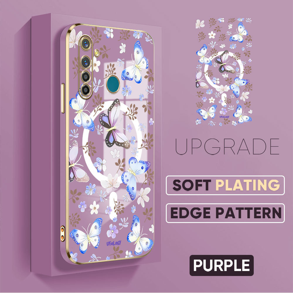 Casing Hp Untuk Realme 5 Pro Lokal Stock Lanyard Phone Case Kupu Cassing Kesing Bunga 2962 DD