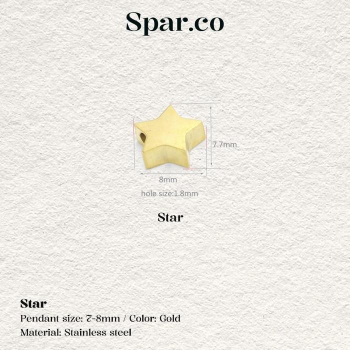 hr8k- Spar.Co Beads Gold Charm Aksesoris Liontin Titanium Perak Lapis Emas Bentuk Bintang