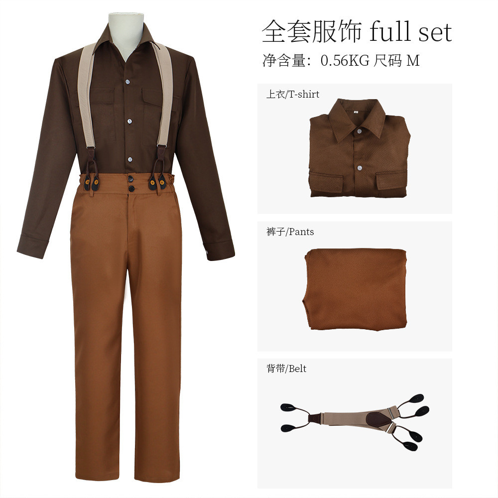 Titanic Cosplay Costume, Jack Dawson Cosplay Costume, Shirt, Pants, Suspenders