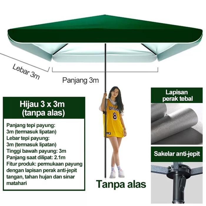 Payung Teduh Extra Besar - Payung Outdoor Anti UV 99% untuk Pedagang & Komersial, Model Lipat